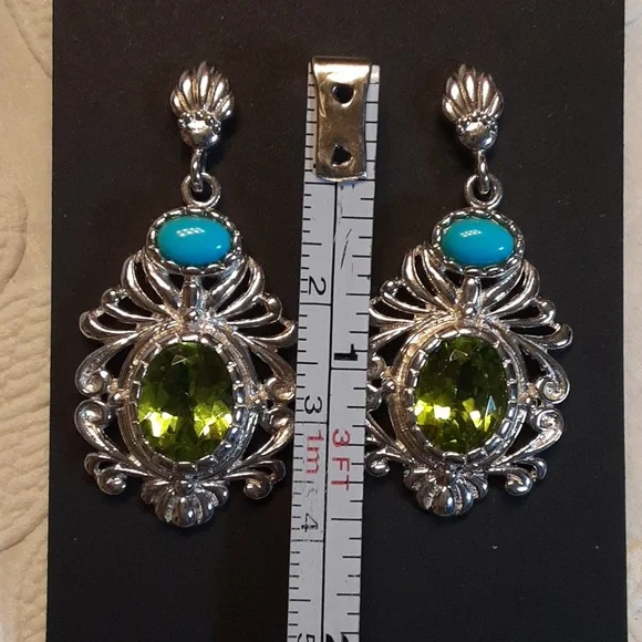 925 Genuine, Untreated Peridot and Sleeping Beauty Turquoise.  Bold. - Picture 5 of 8